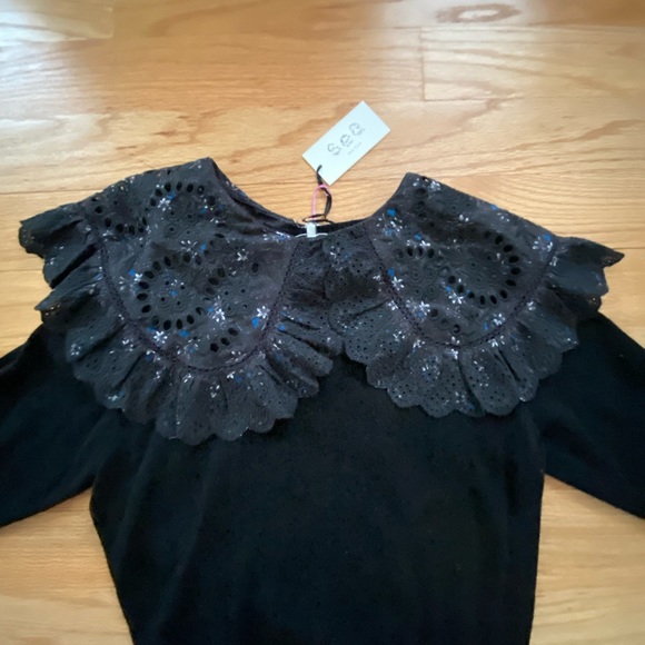 NWT Authentic Sea Ditsy Mix Removable Collar Cashmere Sweater in Black (Size XS) - Picture 3 of 11